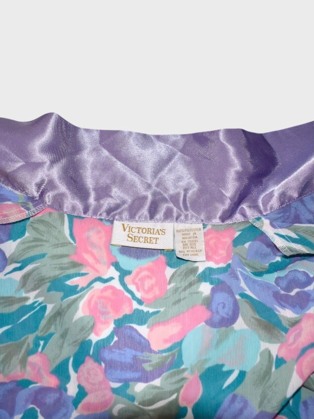 Victorias Secret Vintage 80s Floral Kimono Robe Wrap Gold Label - Picture 5 of 5